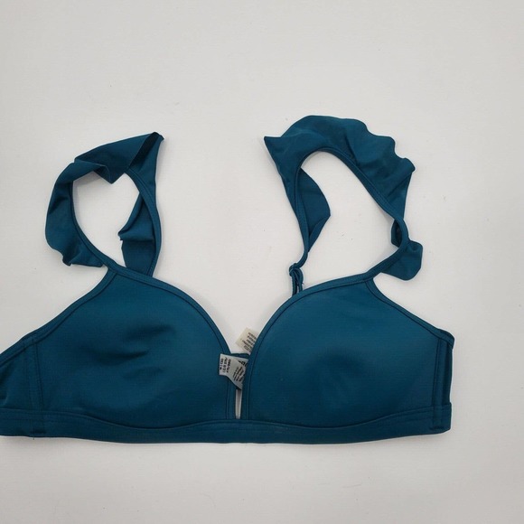 Victoria's Secret Other - PINK Victoria Secret M Teal Ruffle Strap Lined Triangle Bikini Top Swimsuit